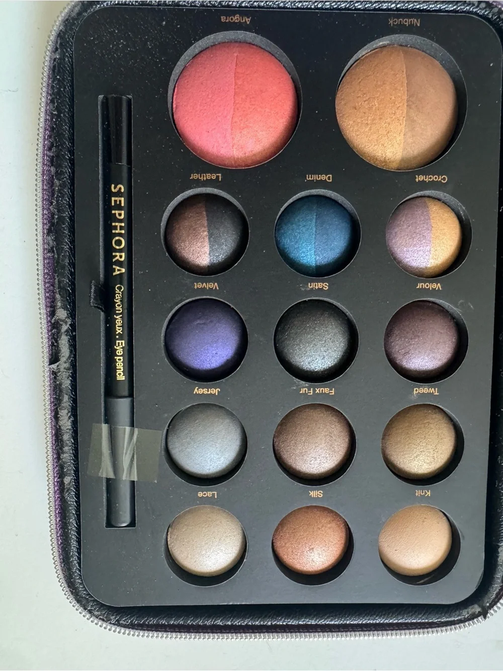 Sephora Eyeshadow Palette with Pink, Blue, Purple & Gold Shades